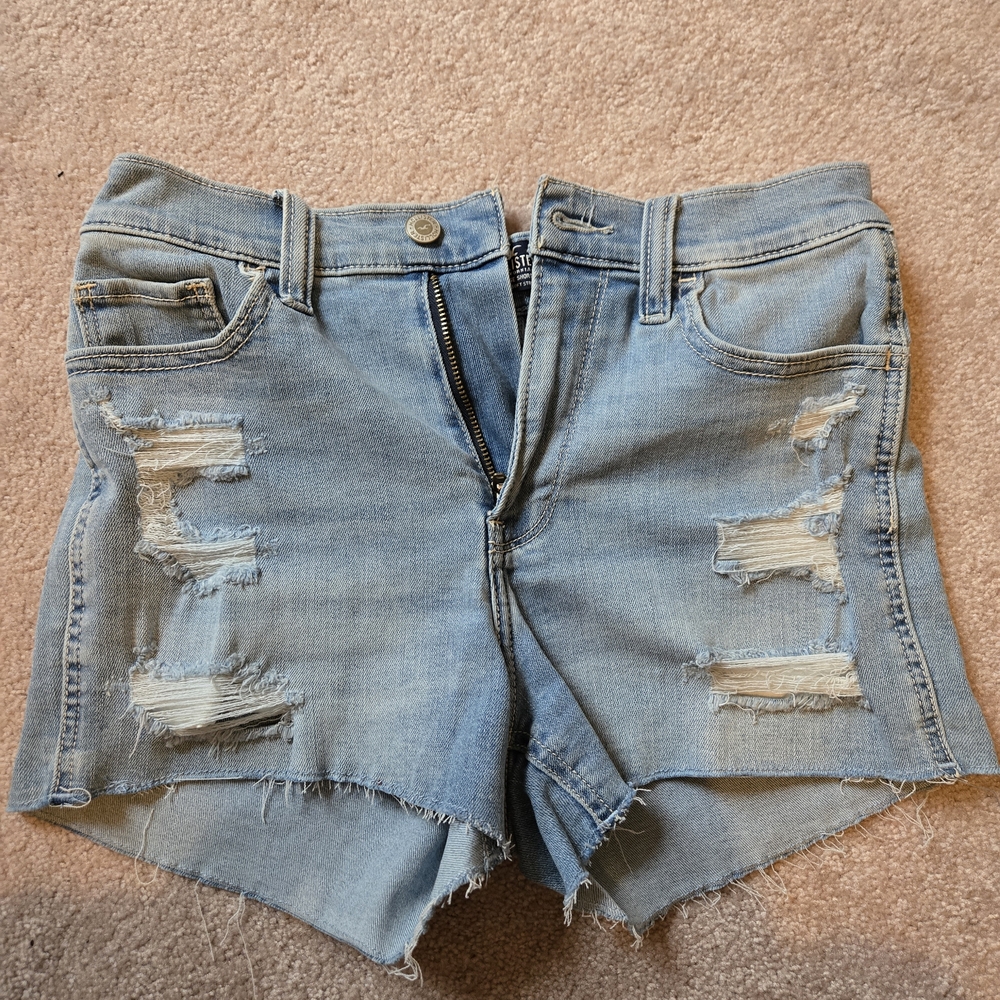Hollister Light Blue Distressed Denim Cutoff Shorts